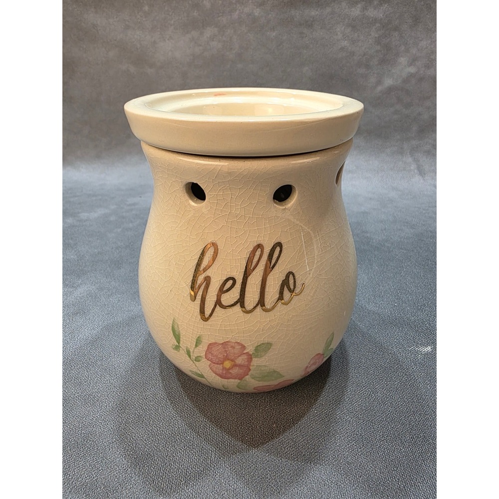 Scentsy Hello Floral Electric Wax Warmer Crackle Glaze Granny & Cottage Core